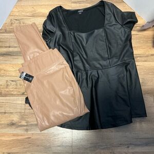 Torrid Faux Leather Peplum Top + INC Pants | 2-Piece Outfit Bundle | NWT
